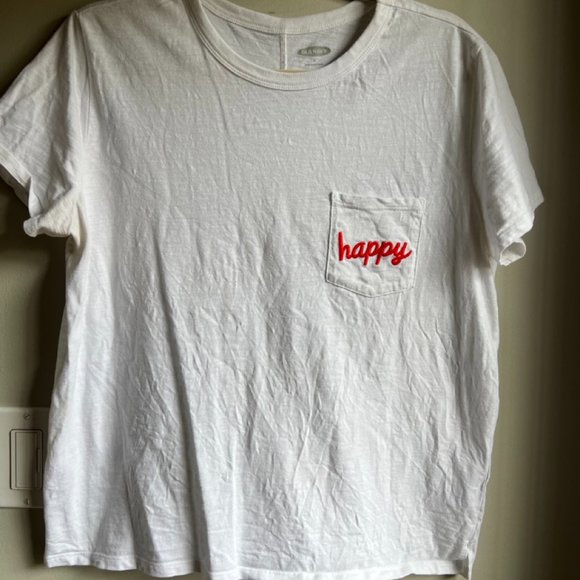 HAPPY EMBROIDERED POCKET TSHIRT - Picture 1 of 4